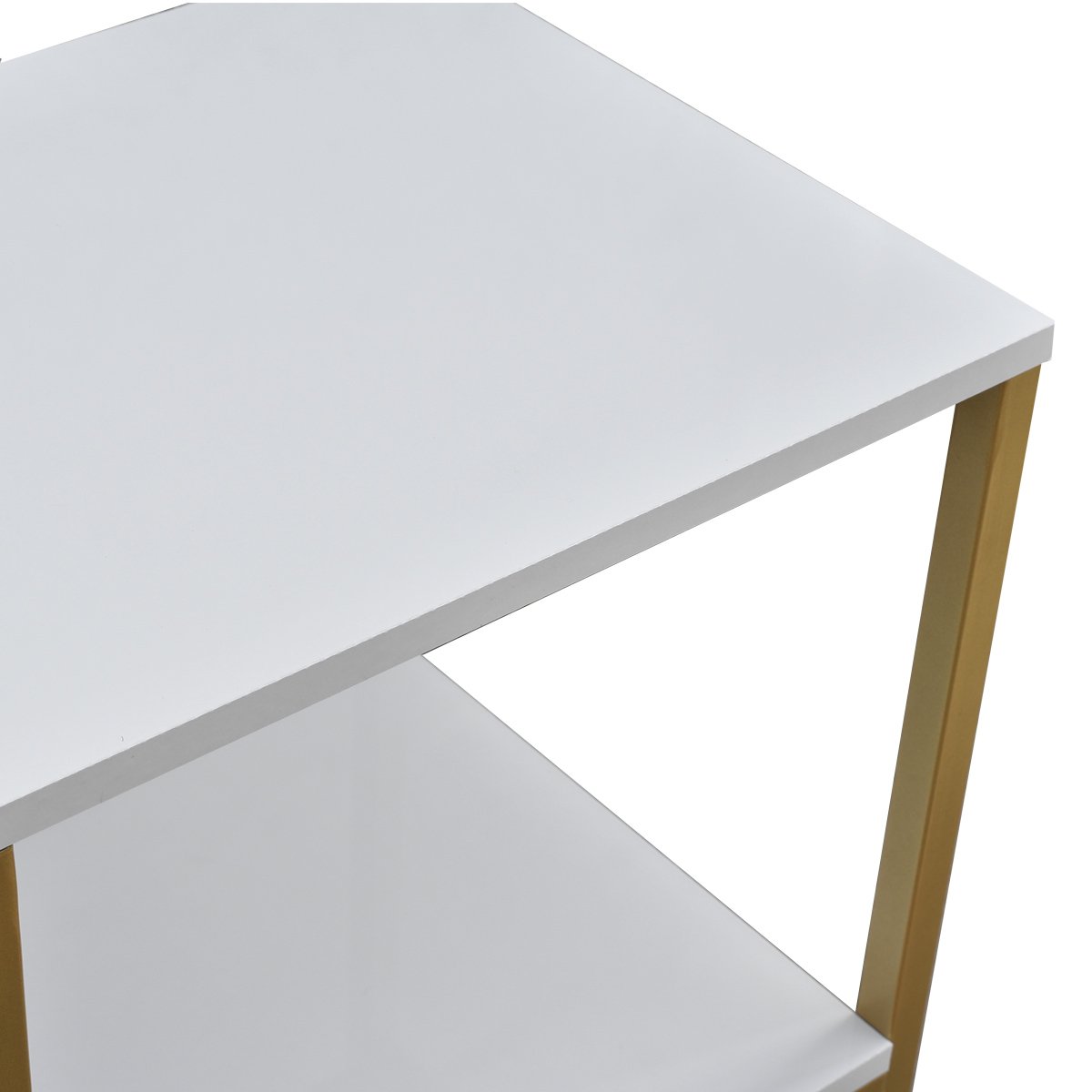 Prateleira Industrial Lateral Mesa Base Dourado Tampo Branco - 5