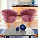 Ver imagem 1 de kit 02 Poltronas Pétala Decorativa para Sala e Quarto Pés Palito Veludo - W&D - Rosê