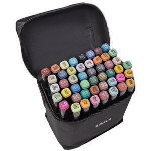 Conjunto Canetinhas Marcador Permanente Ponta Dupla 48 Cores