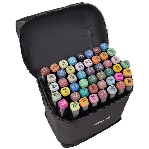 Conjunto Canetinhas Marcador Permanente Ponta Dupla 48 Cores