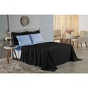 Ver imagem 4 de Jogo de Cama Casal Viúva Nobre 4 Peças Malha 100% Algodão - Preto / Azul-bebê