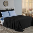 Ver imagem 1 de Jogo de Cama Casal Viúva Nobre 4 Peças Malha 100% Algodão - Preto / Azul-bebê