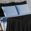 Ver imagem 3 de Jogo de Cama Casal Viúva Nobre 4 Peças Malha 100% Algodão - Preto / Azul-bebê