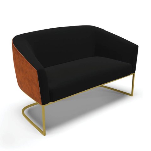Sofá 2 Lugares Namoradeira Industrial Dourado Stella Noz/linho D03 - D’Rossi