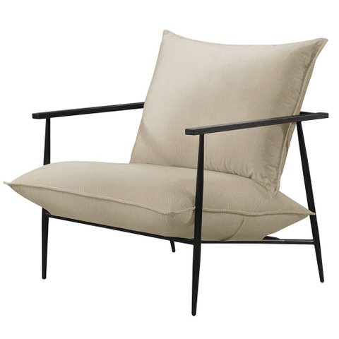 Poltrona Decorativa Couro Offwhite Agnes