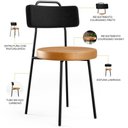 Ver imagem 4 de Kit 06 Cadeiras Decorativas Estofada Para Sala Jantar Barcelona L02 Couríssimo Preto Whisky - Lyam