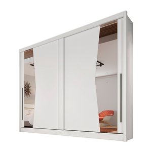 Guarda Roupa Casal com Espelho 2 Portas de Correr Geom Novo Horizonte Branco