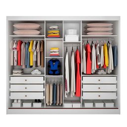 Guarda Roupa Casal com Espelho 2 Portas de Correr Geom Novo Horizonte Branco - 3