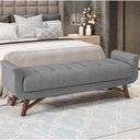 Ver imagem 2 de Puff Recamier Decorativo com Pés em Madeira 195 Cm Itália P05 Veludo Cinza - Lyam Lyam Decor