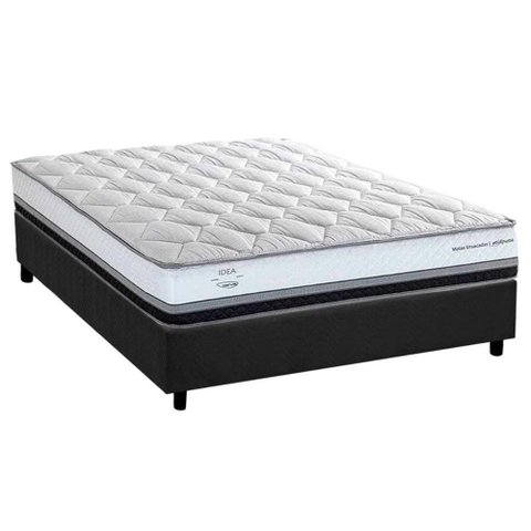 Cama Box Casal: Colchão Molas Ensacadas Herval Masterpocket La Playa C1634 + Base Crc Suede Gray(