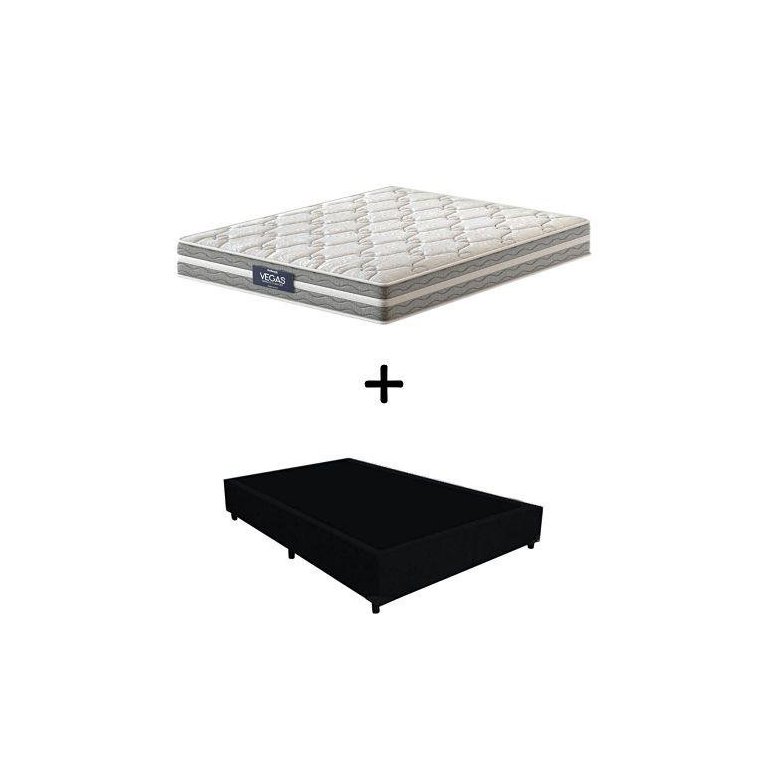 Cama Box Casal + Colchão de Molas Ensacadas Probel Vegas Comfort Pillow Euro Casal Cama Box Casal + Colchão de Molas Ensacadas Probel Vegas Comfort Pillow Euro Casal