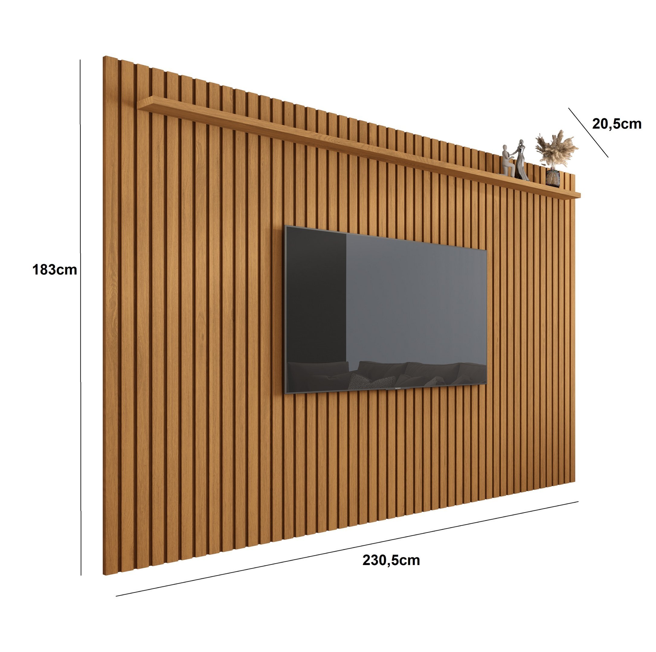 Painel Versátil Ripado 2.2 x 1.8 p/ TV até 75'' Nature - Giga Móveis - 3