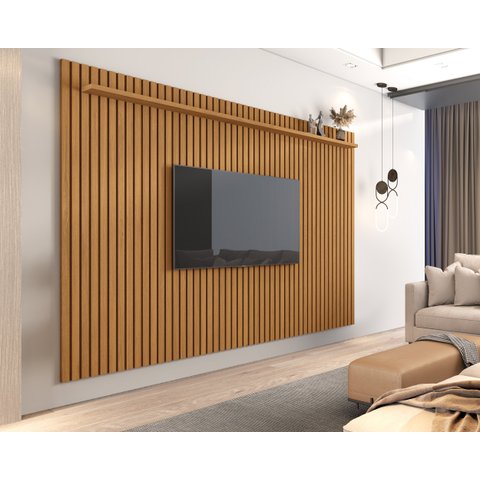 Painel Versátil Ripado 2.2 x 1.8 p/ TV até 75'' Nature - Giga Móveis