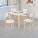 Ver imagem 1 de Conjunto Mesa e Cadeiras Infantil Mdf Pinus 7 Cores Pu Fosco:branco