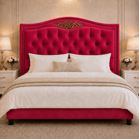 Cabeceira Greta 140cm Estofada Veludo p/ Cama Box Casal Quarto