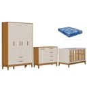 Ver imagem 1 de Quarto de Bebê Flip com Cômoda Sapateira Areia Acetinado Savana com Colchão - Reller