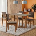 Ver imagem 1 de Mesa de Jantar 4 Lugares Noemi com Vidro Canela/freijo/bronze/marrom - Kappesberg Jantar