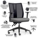 Ver imagem 3 de Kit 2 Cadeiras de Escritório Giratória Diretor Flow F02 Base Preta Linho Cinza Escuro - Lyam Decor