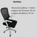 Ver imagem 3 de Cadeira de Escritório Ergonômica Giratória Preta C/ Branco