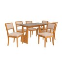 Ver imagem 3 de Mesa Cozinha Mila Premium Madeira Maciça C/ Tampo Madeirado C/ Vidro 160x90cm e 6 Cadeiras Alice