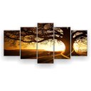 Ver imagem 1 de Quadro Decorativo Árvore Centenária Ao Pôr do Sol 5 Peças