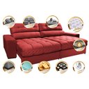 Ver imagem 3 de Sofá Retrátil e Reclinável 2,72m Molas Ensacadas Cama inBox Brasil Velusoft Vermelho