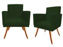 Ver imagem 1 de Kit 2 Poltronas Decorativa Bia Suede Verde Pés Madeira Ms Decor