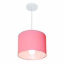 Ver imagem 1 de Lustre Pendente Cilíndrico Md-4054 Cúpula em Tecido 30x21cm Rosa Bebê - Bivolt
