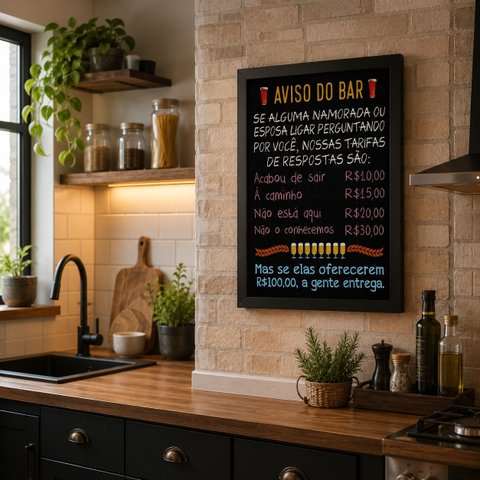 Quadro Boteco "Aviso do Bar-Se Alguma Namorarada ou Esposa"