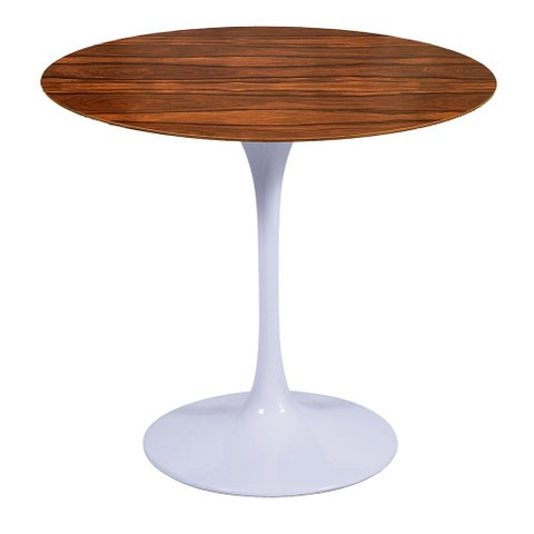Mesa Saarinen Redonda Pau Ferro 100cm - Base Branca mgsaarinen