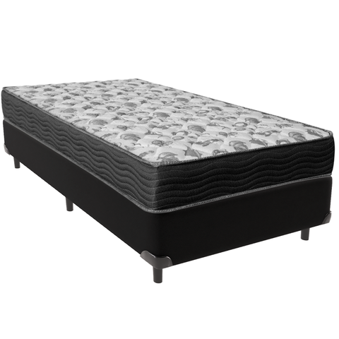 Cama Box e Colchão Iso100 Espuma D33 Solteiro Ortobom: Preto