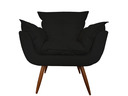 Ver imagem 2 de Kit 2 Poltronas Decorativa Opala Couro Preto Pés Madeira Ms Decor