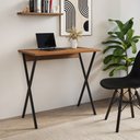 Ver imagem 2 de Mesa de Escritório X 120x60 com Base em X para Trabalho e Estudo - Ferro Preto Tampo Amêndoa