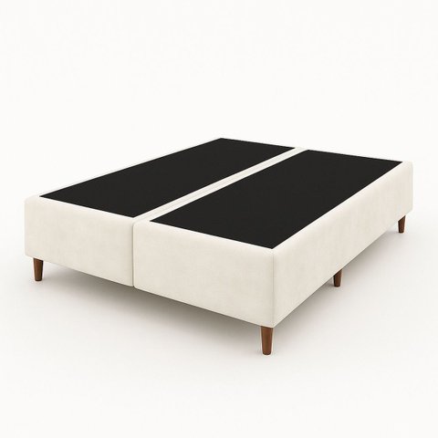 Box Base Blindado Suede - Queen 158x198x38- Novo:branco