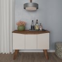 Ver imagem 1 de Bancada Buffet Oásis Pinho/ Off White 3 Portas Tampo com Borda Invertida e 4 Pés - Artely 004384