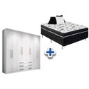 Ver imagem 1 de Cama Box Conjugada Casal Union Ortobom + Guarda Roupa Master 8.6 Branco