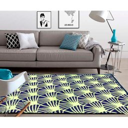 Tapete Veludo 150x200cm Dente de Leão Azul Marinho - 1