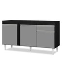 Ver imagem 1 de Balcão Gabinete para Pia 150cm sem Tampo 3 Portas 1 Gaveta Dakota Preto/cinza - Lumil Móveis