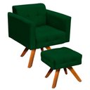 Ver imagem 1 de Kit 01 Poltrona e 01 Puff Elisa Suede Verde