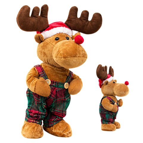 Rena Natalina Dançarina Musical Enfeite de Natal Boneco Decorativo Mesa Estante Sala Casa Festa Fim 
