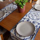 Ver mais imagens de Trilho de Mesa 150x40 cm Branco Cru e Azul Sarja de Algodão Paixão Mediterrânea