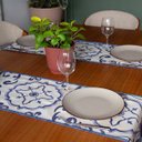 Ver imagem 6 de Trilho de Mesa 150x40 cm Branco Cru e Azul Sarja de Algodão Paixão Mediterrânea