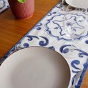 Ver imagem 7 de Trilho de Mesa 150x40 cm Branco Cru e Azul Sarja de Algodão Paixão Mediterrânea