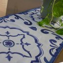 Ver imagem 2 de Trilho de Mesa 150x40 cm Branco Cru e Azul Sarja de Algodão Paixão Mediterrânea