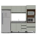 Ver imagem 2 de Cozinha Koya 4 Peças 270x214cm Armários Aéreos Balcão 2 Portas Torre Quente Verde 250029
