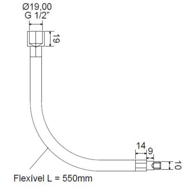 Engate Flexível para Monocomando 55cm Meber Metais - 2