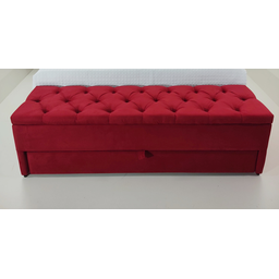 Puf Baú Gaveta Casal Modelo em Capitonê 140x50x45cm Na Cor Vermelho - Conforto e Elegância - 1