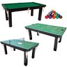 Mesa 3 em 1 Sinuca/ping Pong/botão Bolas Numeradas + 4 Tacos - Verde - 1
