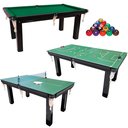 Ver imagem 1 de Mesa 3 em 1 Sinuca/ping Pong/botão Bolas Numeradas + 4 Tacos - Verde