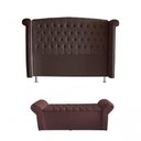 Ver imagem 1 de Kit Realeza Cabeceira de Cama Box e Calçadeira Baú Queen 160 Cm Suede Rosê do Lar Móveis